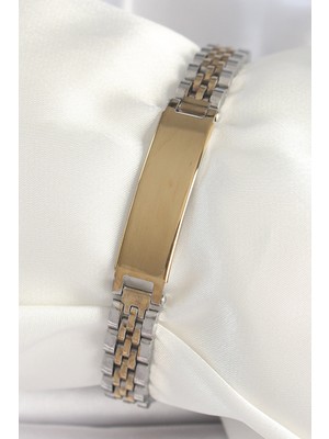 Youday Accessories 316L Çelik Gold Gümüş Renk Kalın Zincir Künye Model Erkek Bileklik