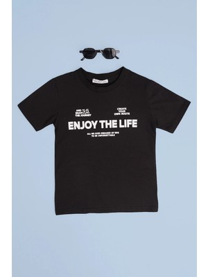 FullaModa Enjoy The Life Baskılı Erkek Çocuk Tişört