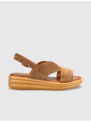 Cabani Taba Hakiki Deri Kadın Konfor Tabanlı Sandalet
