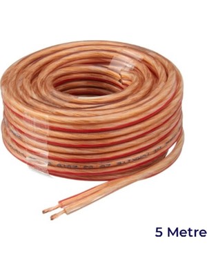 isiltikidsmoda Elektrik Oto Tesisat Kablosu Çiftli Bitişik Kordon Saf Bakır 2X0.75MM 5 Metre Şeffaf