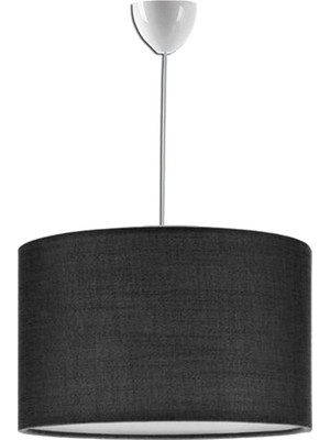 PremiumPort Şık Siyah Kumaş Avize, 30 cm Çap, Modern Tasarım, Tekli Sarkıt