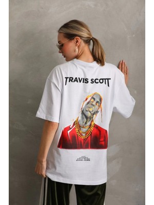 Pileli Store Baskılı Oversize T-Shirt - Beyaz -