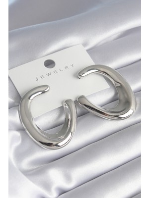 Youday Accessories Pirinç Gümüş Renk Halka Model Kadın Küpe