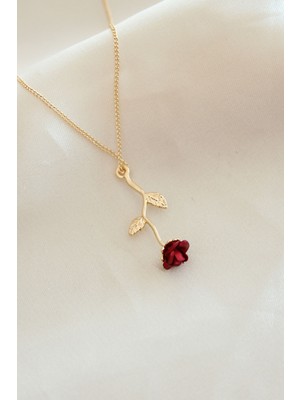 Youday Accessories Kırmızı Gül Figürlü Kolye