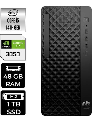 HP Prodesk 2 Tower G1I i5 14500 RTX 3050 48GB RAM 1TB SSD FreeDOS B6XX1ETPN490 Masaüstü Bilgisayar + Per4 USB