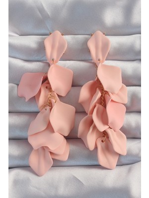 Youday Accessories Pirinç Pudra Renk Sallantılı Yaprak Model Küpe