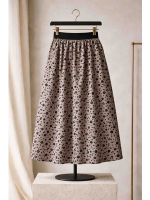 BBS Kız Çocuk Kahve Puantiye Desenli Astarlı Uzun Etek