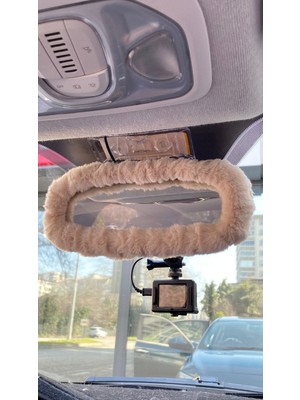 isiltikidsmoda Peluş Dikiz Ayna Kılıfı Süs Bej