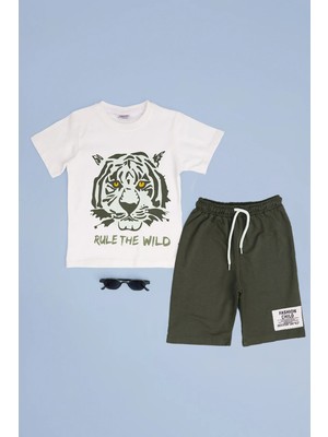 FullaModa Kaplan Baskılı Beli Lastikli Erkek Çocuk 2 Li Takım