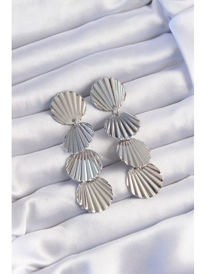 Youday Accessories Pirinç Gümüş Renk Deniz Kabuğu Model Sallantılı Küpe