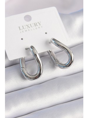 Youday Accessories Pirinç Gümüş Renk Halka Model Kadın Küpe