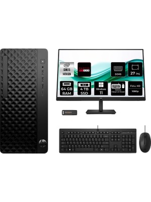 HP Prodesk 2 Tower G1I i5 14500 64GB RAM 4TB SSD 27" FHD Win11 Home B6XX1ETPN996 Masaüstü Bilgisayar + Per4 USB