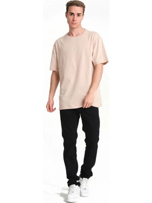 Pileli Store 24/1 Düz A Kalite Oversize T-Shirt - Bej -