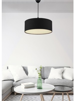 PremiumPort Siyah Kumaş Sarkıt Avize - Çap 30 Cm, Şık ve Modern Aydınlatma