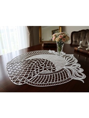 Muguetarts %100 El Yapımı Yaşam Çiçeği Dantel Angles Dekoratif Masa Örtüsü 84X82 cm