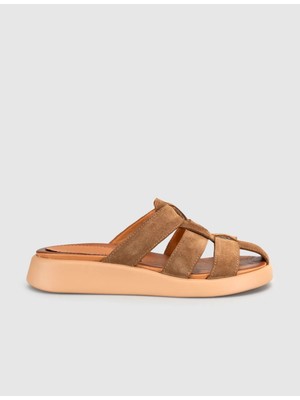 Cabani Taba Hakiki Deri Kadın Platform Tabanlı Terlik