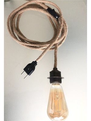 PremiumPort Jüt Halat Sarkıt Avize, Anahtarlı Duy, 3mt, Bronz Renk, Ampul Dahil Değil