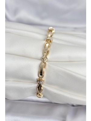 Pirinç Gold Renk Sütun Model Kadın Bileklik - Lisinya