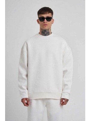 Pileli Store Biskilet Yaka Üç Iplik Sweatshirt - Beyaz -