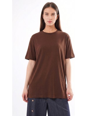 Ceremony Kısa Kollu Bambu Bluz 161 Kahverengi