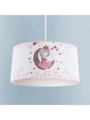 PremiumPort Ay Üzerinde Oturan Kız Desenli Motifli Bebek ve Çocuk Odası Avizesi
