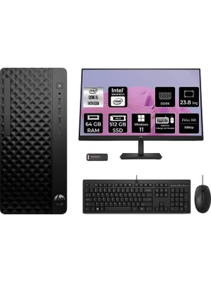 HP Prodesk 2 Tower G1I i5 14500 64GB RAM 512GB SSD 23.8" FHD Win11 Home B6XX1ETPN633 Masaüstü Bilgisayar + Per4 USB