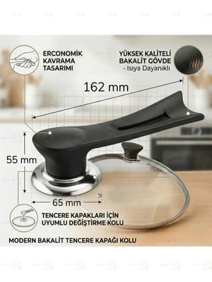 MAİN SHOP 1 Adet Dikey Tasarım Tencere Tava Kapağı Tutma Kolu Isıya Dayanıklı M-1056