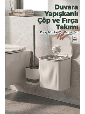 Effe Home Banyo Çöp Kovası ve Klozet Fırçası Duvara Yapıştırmalı