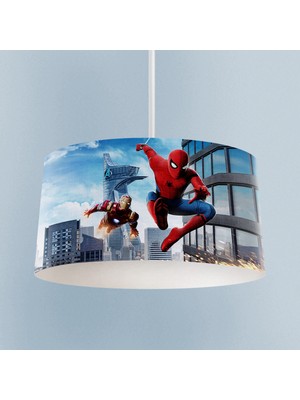PremiumPort Rengarenk Iron Man ve Spider Man Temalı Çocuk Odası Avizesi