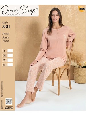 Sleep Poleren Pudra Modal Battal Pijama Takım