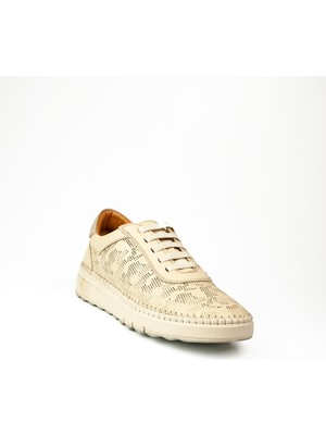 Castle Black 12506 Bej Deri Günlük Kadın Ayakkabı