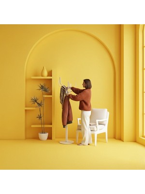 Nihat Evcim Elzem Beyaz Portmanto Metal Askılık Modeli