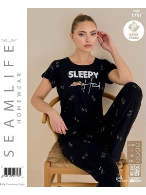 Viskon Kısa Kol Pijama Takımı