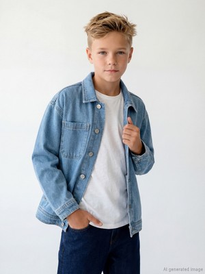 LC Waikiki Indigo Erkek Çocuk Jean Ceket