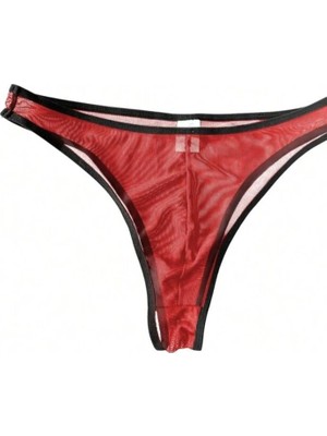 Erkek Biyeli Kırmızı Transparan Brazillian Slip
