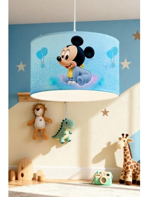 PremiumPort Mavi Mickey Desenli Çocuk Odası Avizesi, Renkli ve Sevimli Tasarım
