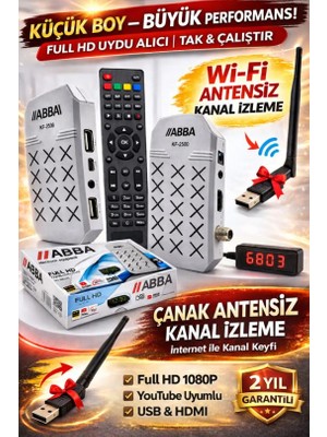 Abba KF-2500 Full Hd Mini Uydu Alıcı Youtube Iptv Wifi Destekli USB HDMI 1080P + Wifi Anten