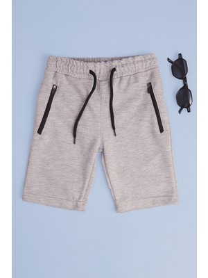 FullaModa Beli Bağlamalı Cebi Fermuarlı Erkek Çocuk Kapri