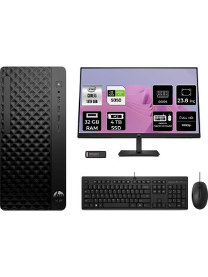 HP Prodesk 2 Tower G1I i5 14500 RTX 5050 8GB 32GB RAM 4TB SSD 23.8" FHD FreeDOS B6XX1ETPN848 Masaüstü Bilgisayar + Per4 USB
