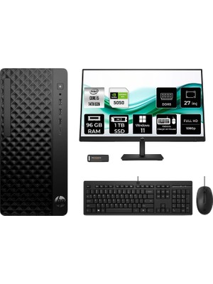 HP Prodesk 2 Tower G1I i5 14500 RTX 5050 8GB 96GB RAM 1TB SSD 27" FHD Win11 Pro B6XX1ETPN1198 Masaüstü Bilgisayar + Per4 USB