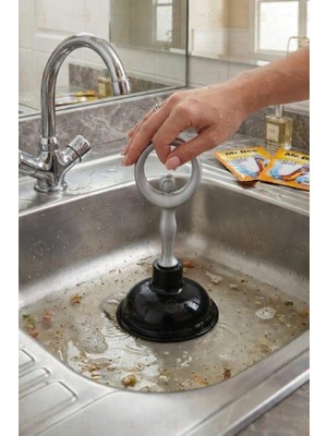 MAİN SHOP 1 Adet Çok Amaçlı Mutfak Banyo Balerin Saplı Vantuz Pompa Tıkanık Lavabo Açıcı Manuel El Vantuzu Siyah Renk M-126