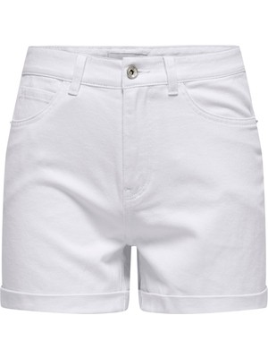 Only Onlvega Hw Mom Dnm Shorts Noos Kadın Beyaz Denim Şort - 15230571