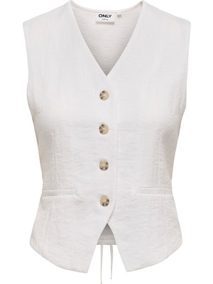 Only Onlıta S/l Lınen Look Waıstcoat Tlr Kadın Beyaz Yelek - 15370277