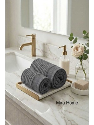 Hsc Bilişim 2 Parça Pamuklu Banyo El Yüz Havlu Seti Şeyda Antrasit