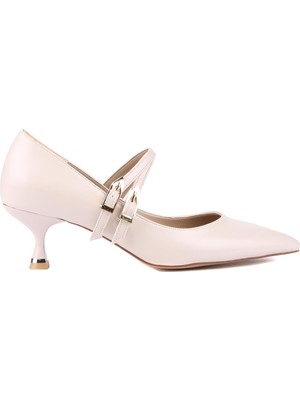 Stato Nevo Çift Tokalı Sivri Burun Kadın Topuklu Ayakkabı Şık Günlük Ofis Stili