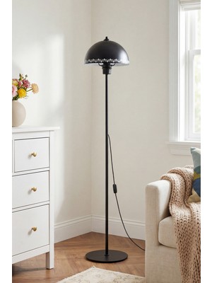 Marrien Luna Tulip Tek Ayaklı Siyah Modern Metal Lambader Oturma Odası & Yatak Odası & Salon Lambası