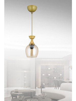 PremiumPort Şık Tekli Sarkıt Fanus Bal Camlı Modern Avize
