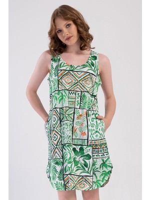 Vienetta Kadın Geniş Askılı Yeşil Gecelik C6T3N2904