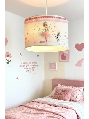 PremiumPort Pembe Balerin Elsa Desenli Çocuk Odası Avizesi, Sevimli ve Şık Tasarım
