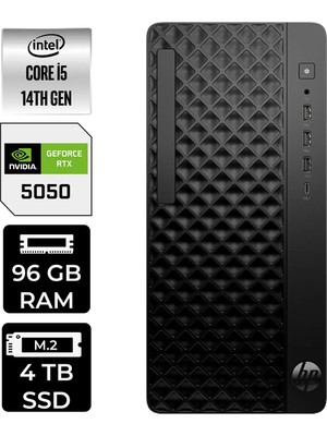 HP Prodesk 2 Tower G1I i5 14500 RTX 5050 8GB 96GB RAM 4TB SSD Win11 Home B6XX1ETPN580 Masaüstü Bilgisayar + Per4 USB